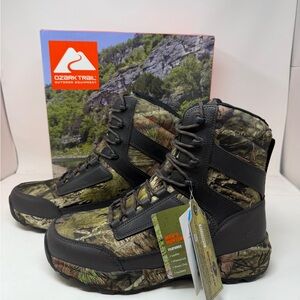 Ozark Trail Men's 8-Inch Mossy Oak Camo Hunting Boots, Size 12 New In Box